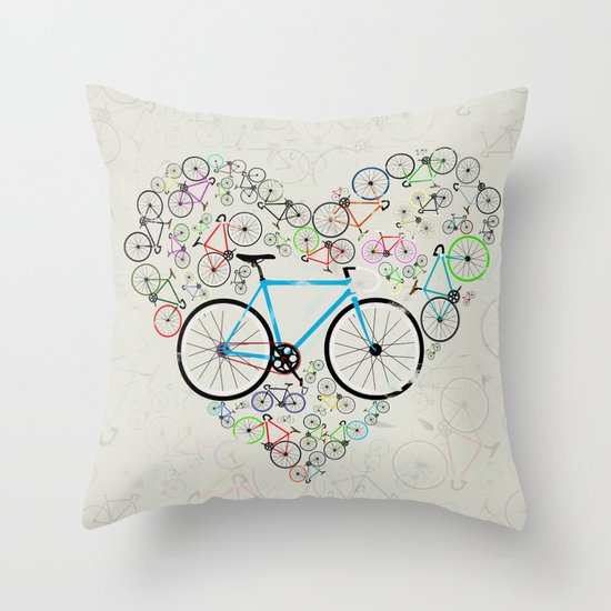 I Love My Bike Throw Pillow
