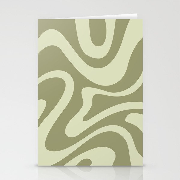 Modern Abstract Pattern 4 in Sage Shades (Liquid Swirl Design) Stationery Cards