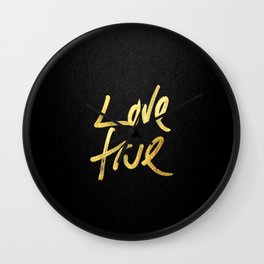 "Love True" Typography in Faux Painted Gold Wall Clock