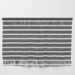 Dark Grey and White Horizontal Stripes Pattern Wall Hanging