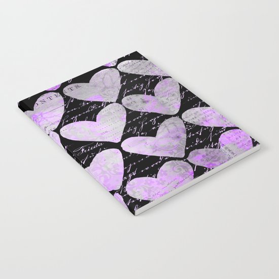 pink heart typography pattern Notebook
