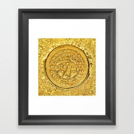 New Orleans Water Meter Louisiana Art NOLA French Quarter Coaster Poster Yellow Gold Crescent City Framed Art Print
