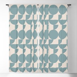 Mid Century Inspired Geometric Shapes in Soft Grey Blue Blackout Curtain