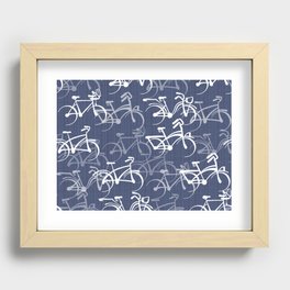 Bicycles Pattern | Medium Warm Blue Recessed Framed Print