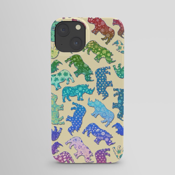 Rhino Patchwork Pattern - rainbow iPhone Case