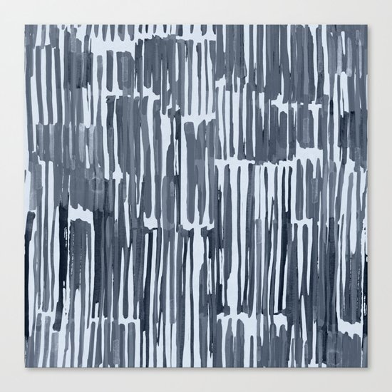 Simply Bamboo Brushstroke Indigo Blue on Sky Blue Canvas Print