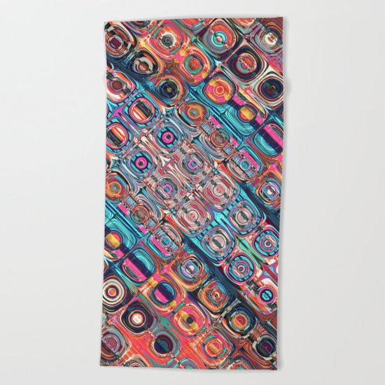 Colorful Circular Pattern Beach Towel