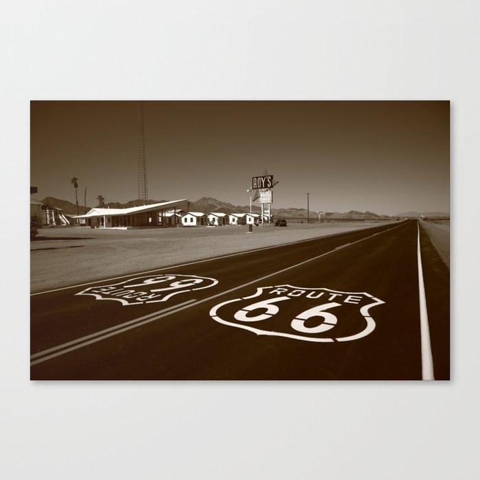 Route 66 - Mojave Desert 2012 #2 Sepia Canvas Print