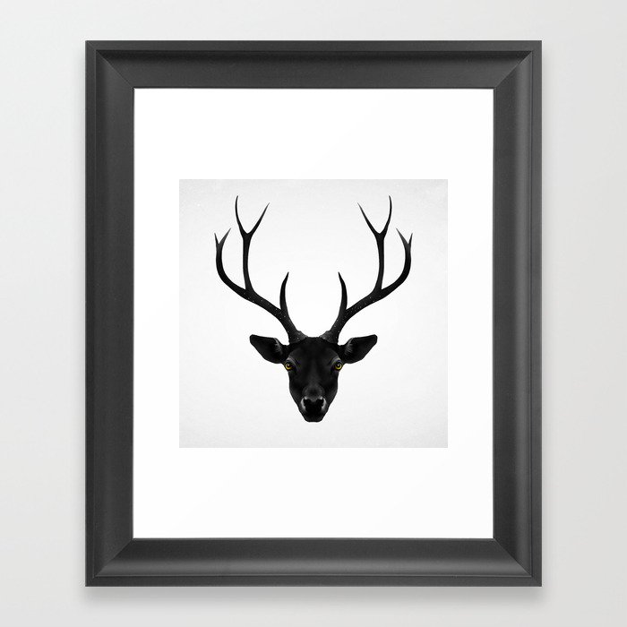 The Black Deer Framed Art Print