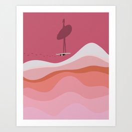 Gone Surfing | Pink Beach  Art Print