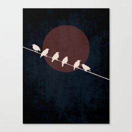Artwork Of beautiful Dark Night And Hanging birds Canvas Print