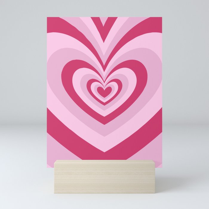 Valentines Beating Hearts (Pink + Red) Mini Art Print