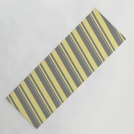 [ Thumbnail: Tan and Gray Colored Lines Pattern Yoga Mat ]