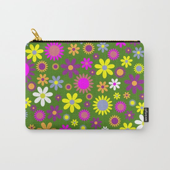 Multicolored Flower Garden Pattern Carry-All Pouch