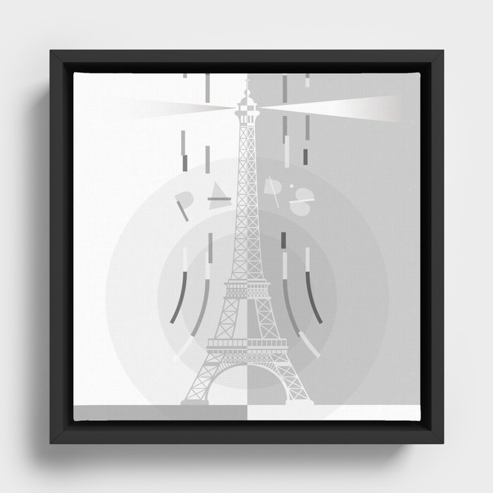 Paris - Eiffel Tower B&W Framed Canvas