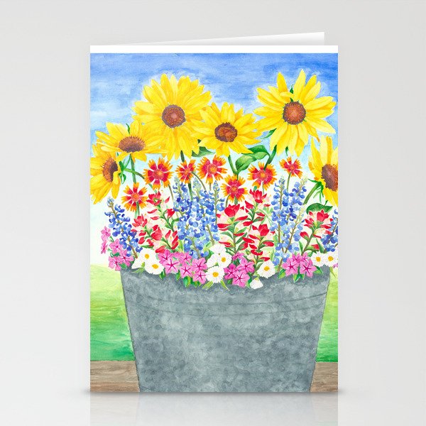 Bucket of Wildflowers Stationery Cards