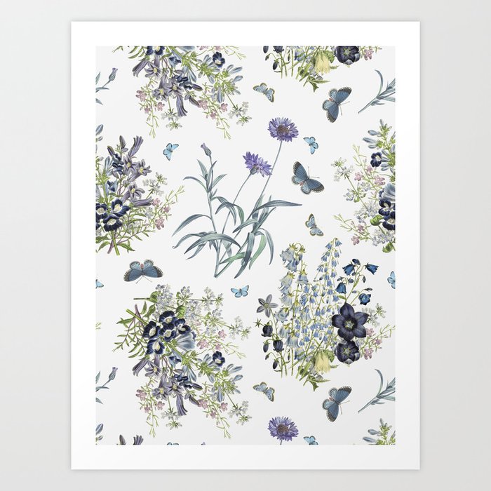 BLUE FLOWERS BOUQUET  Art Print