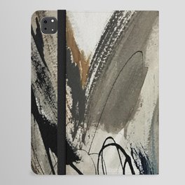 Drift [5]: a neutral abstract mixed media piece in black, white, gray, brown iPad Folio Case