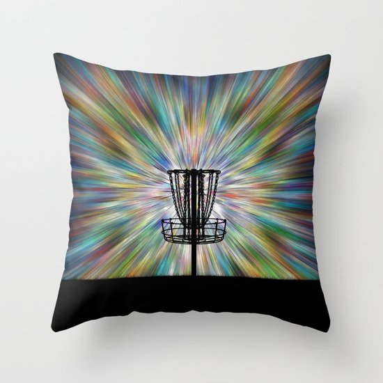 Disc Golf Basket Silhouette Throw Pillow