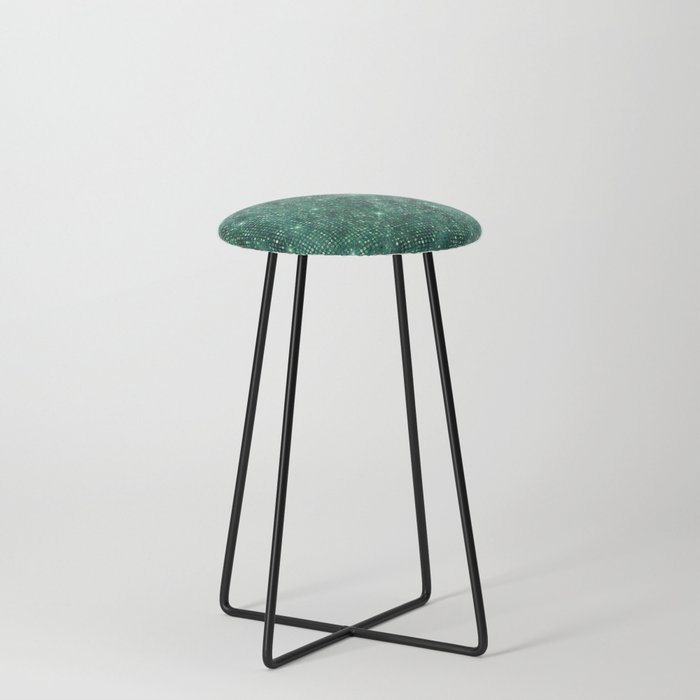 Green Diamond Studded Glam Pattern Counter Stool