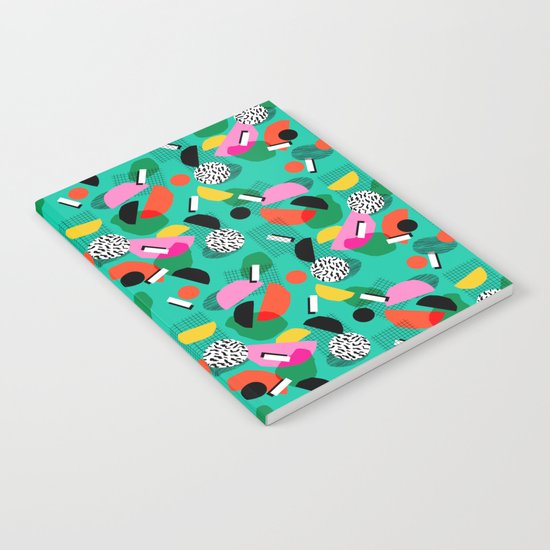 Flange - memphis inspired pop art retro throwback 1980s neon style art print decor hipster socal Notebook