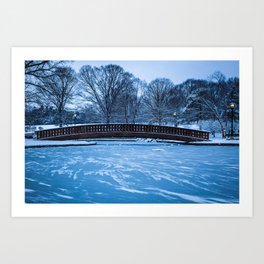 Snow Glissades on Frozen Pond, Loose Park, Kansas City Art Print