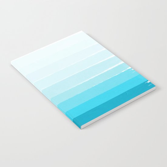 Isla - Ombre Brushstroke - Blue Turquoise, Bright, Summer, Tropical, Beach Ocean Notebook