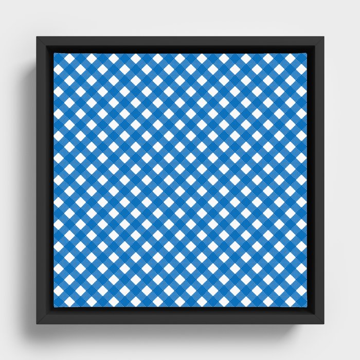 Blue Gingham - 32 Framed Canvas