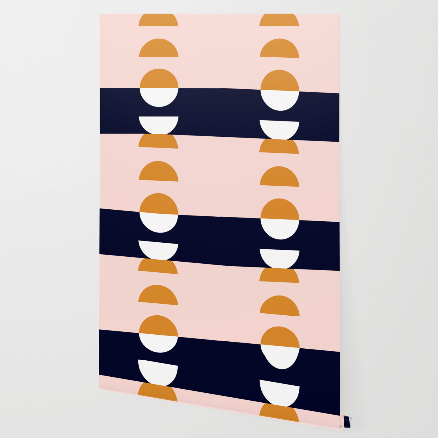 Abstract Geo 3 Blush Pink Orange Dark Blue Wallpaper By