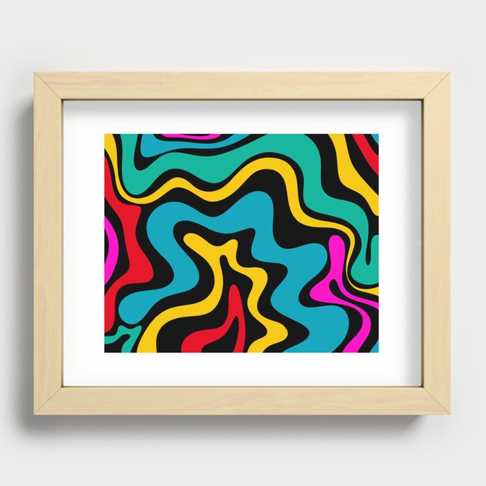 Liquid Swirl Retro 80s Abstract Pattern 4 Recessed Framed Print