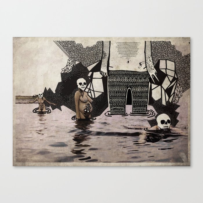 swimmers in dangerous waters Canvas Print
