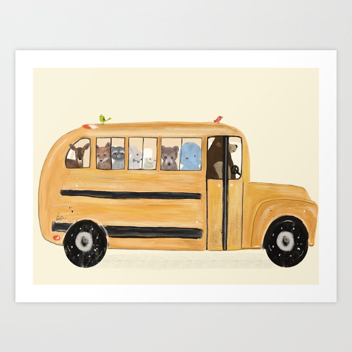 little yellow bus Art Print