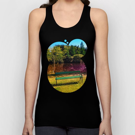 Bench at the pond Unisex Tank Top