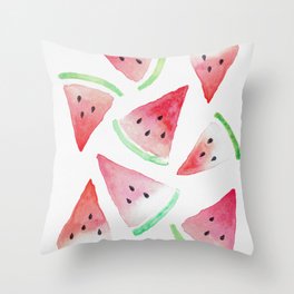Watermelon Slices in Watercolor Throw Pillow
