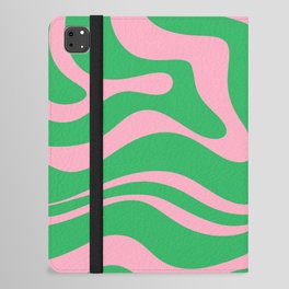 Pink and Spring Green Modern Liquid Swirl Abstract Pattern iPad Folio Case