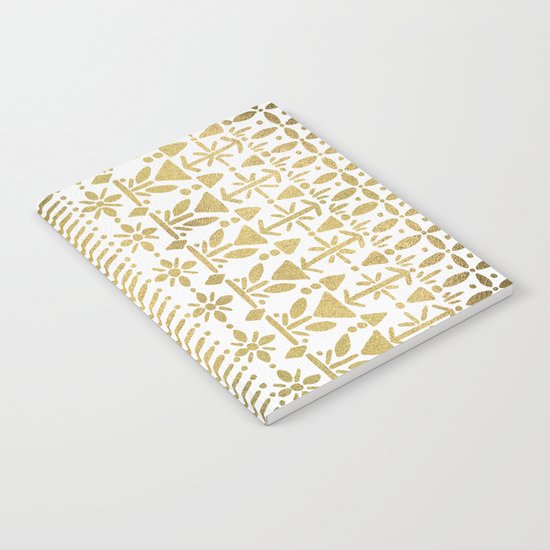 Norwegian Pattern – Gold on White Notebook