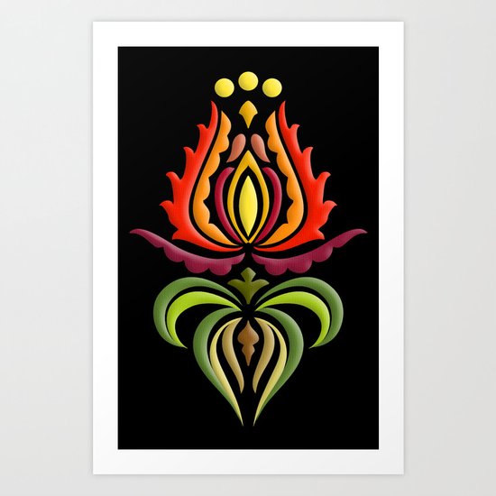 Fancy Mantle on Black Art Print