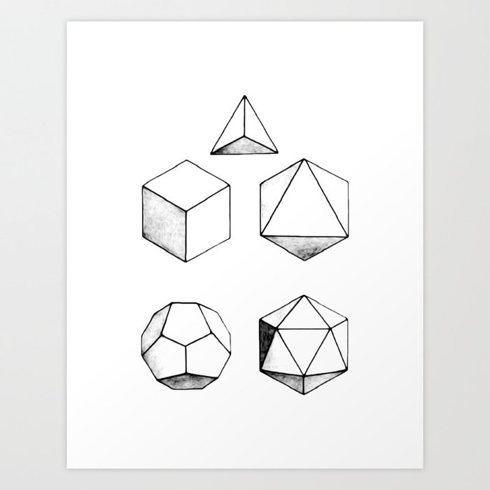 Five Platonic Solids Art Print by Vila Propuh | Society6