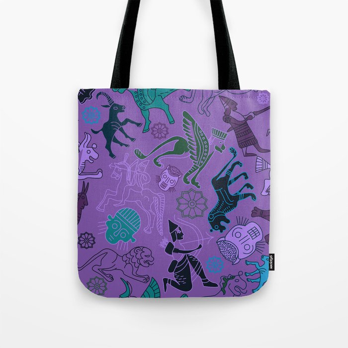 Mythological characters, purple Tote Bag