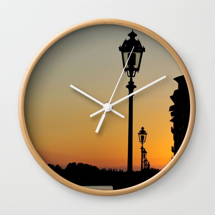 Arno River Sunset Wall Clock