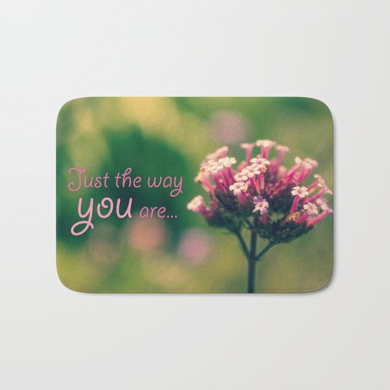 Spring Blooming Pink Flowers with Green Bokeh Background Bath Mat