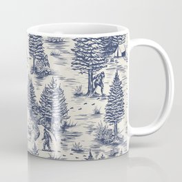 Bigfoot / Sasquatch Toile de Jouy in Blue Mug