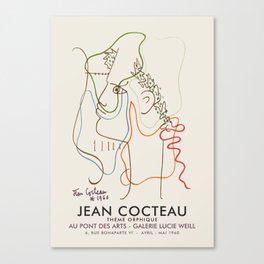 Jean Cocteau - Exhibition poster for Galerie Lucie Weill, 1960 Canvas Print
