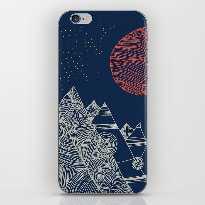 Mountains, Stars and Super Moon iPhone Skin
