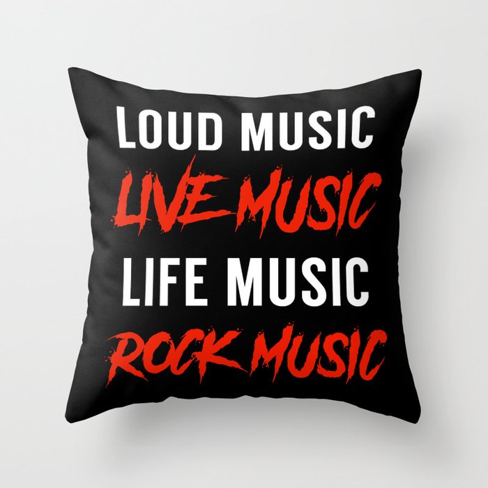 Rock Music Live Music Typography Throw Pillow