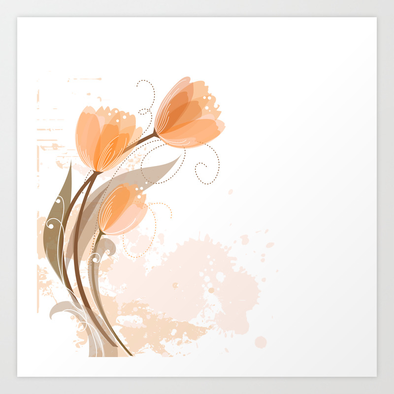 Abstract Peach Watercolor Tulips Art Print By Dazzettemarie Society6