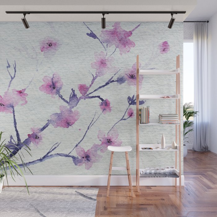 Sakura Wall Mural by karthika | Society6