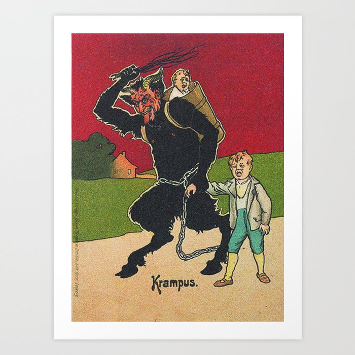 Krampus with his victim Art Print