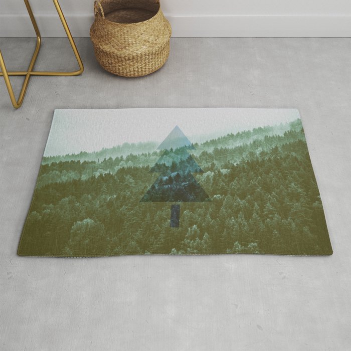Forest in the fog Rug