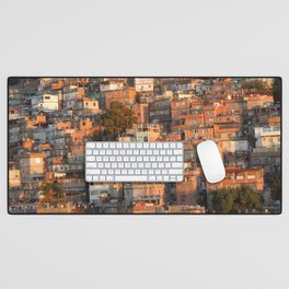 Brazil Photography - Beautiful City On A Hill In The Sunset Desk Mat